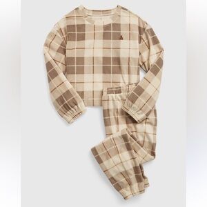 GAP Kids Plaid Pajama Set in Tan and Cream